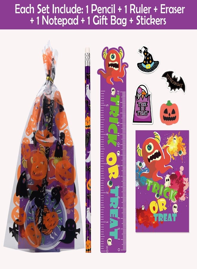 WOONOO 200PCS Halloween Party Favors for Kids Stationery Set, 30 PACK Assorted Halloween Goodie Bag Stuffers, Bulk Halloween Treats Bags for Trick or Treat Pencils Erasers Rulers - Image 3